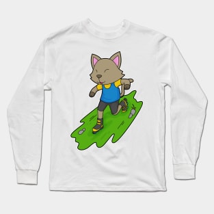 Cat Inline skating Roller skates Long Sleeve T-Shirt